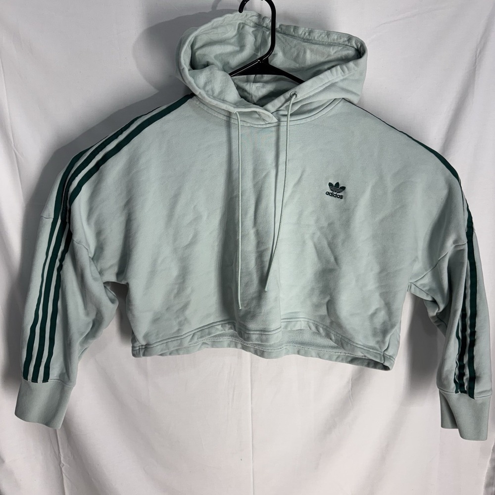 ADIDAS Womens Oversized Cropped Hoodie Jumper  Size Medium Teal